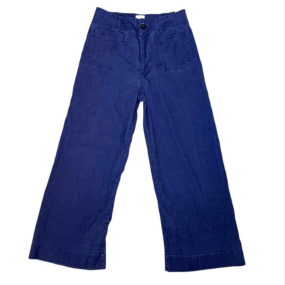 The Maeve The Colette Cropped Wide-Leg Trousers wide-leg fit navy blue size 27